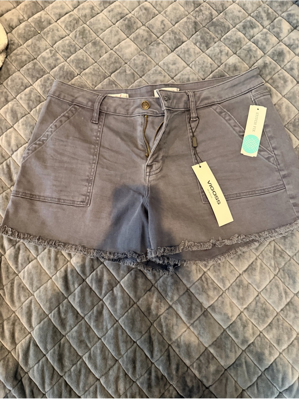 Vigoss Women's Slate Gray Frayed Hem Jean Shorts